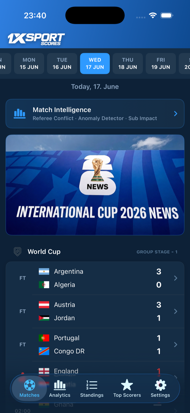Live match scores